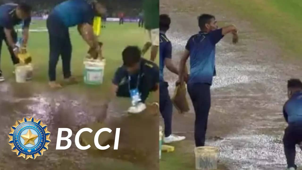 Once again BCCI's Way of Cleaning Water from the Pitch has Become a Joke.